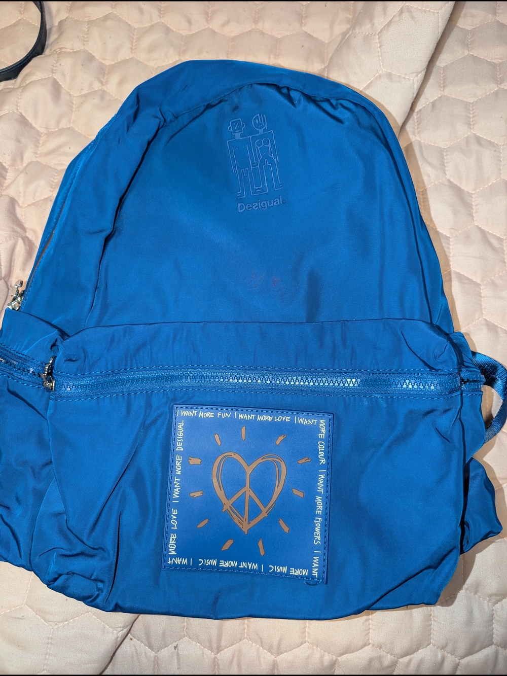 Desigual Blue Heart Peace Backpack